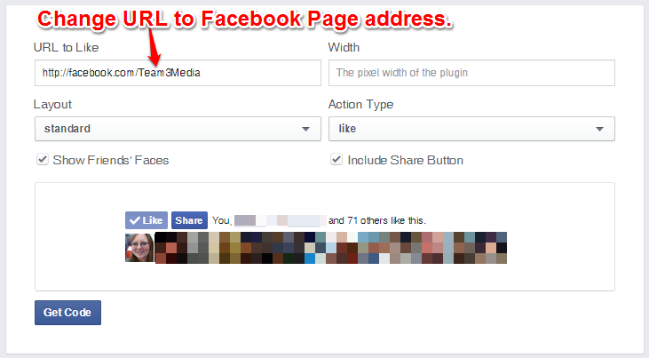 Facebook Like Button Address