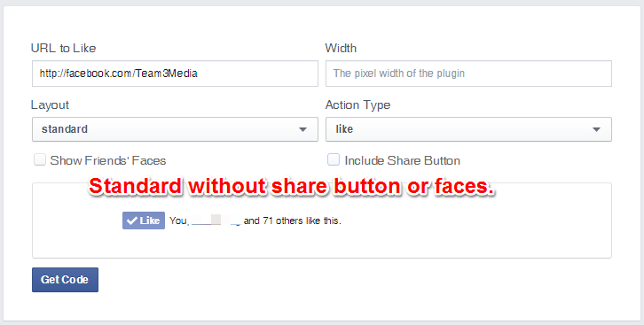Facebook Like Button Standard Layout Without Share Or Faces